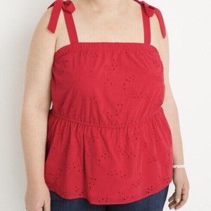 MAURICES Plus Size 1X Eyelet Tie Strap Peplum Tank Top